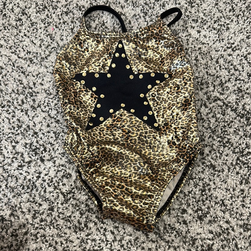 Leopard Print Kids Swimsuit with Star Design